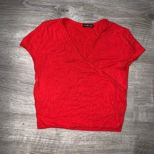 Red Surplice Crop Top